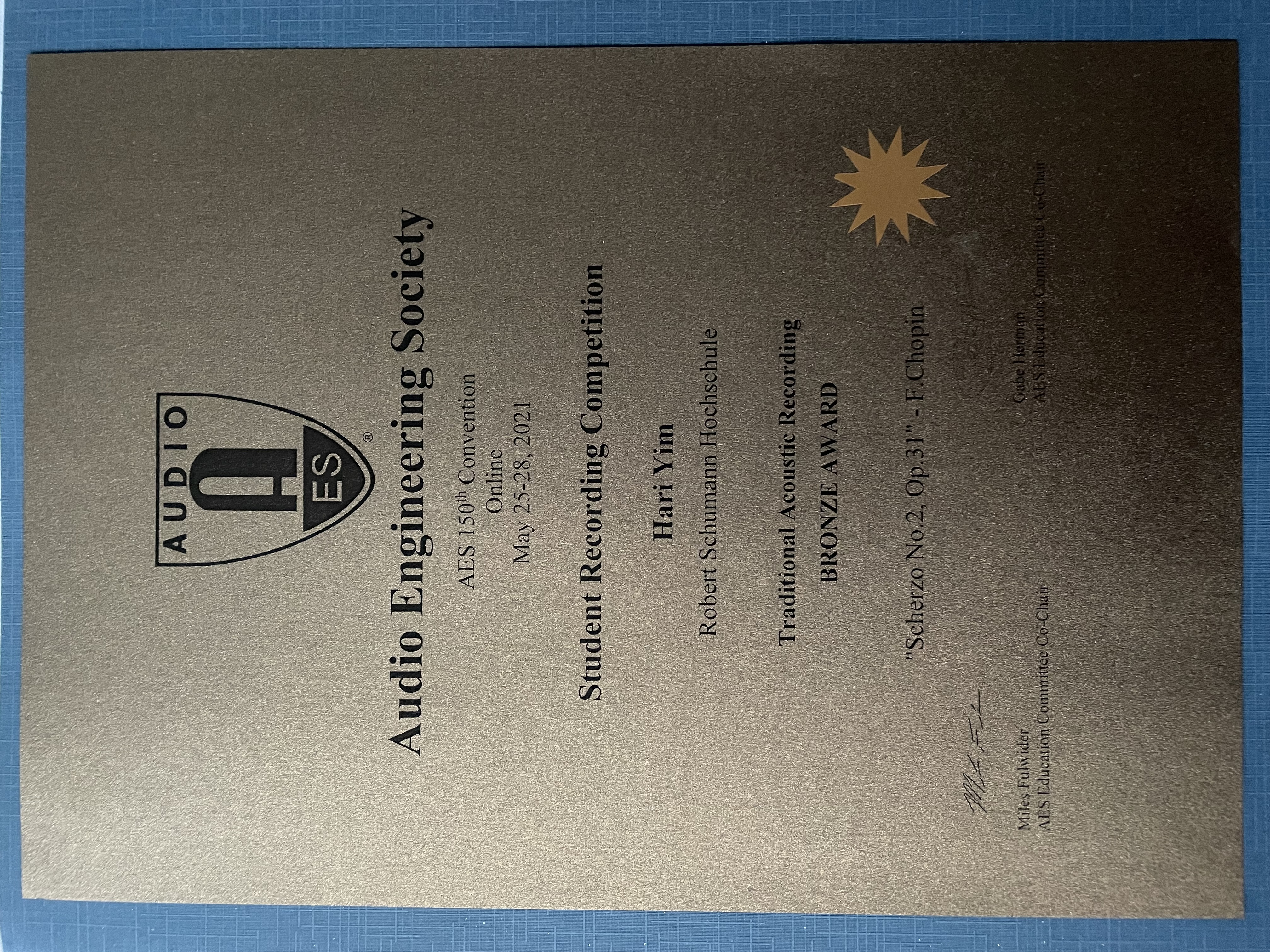 AES Bronze Award 2021